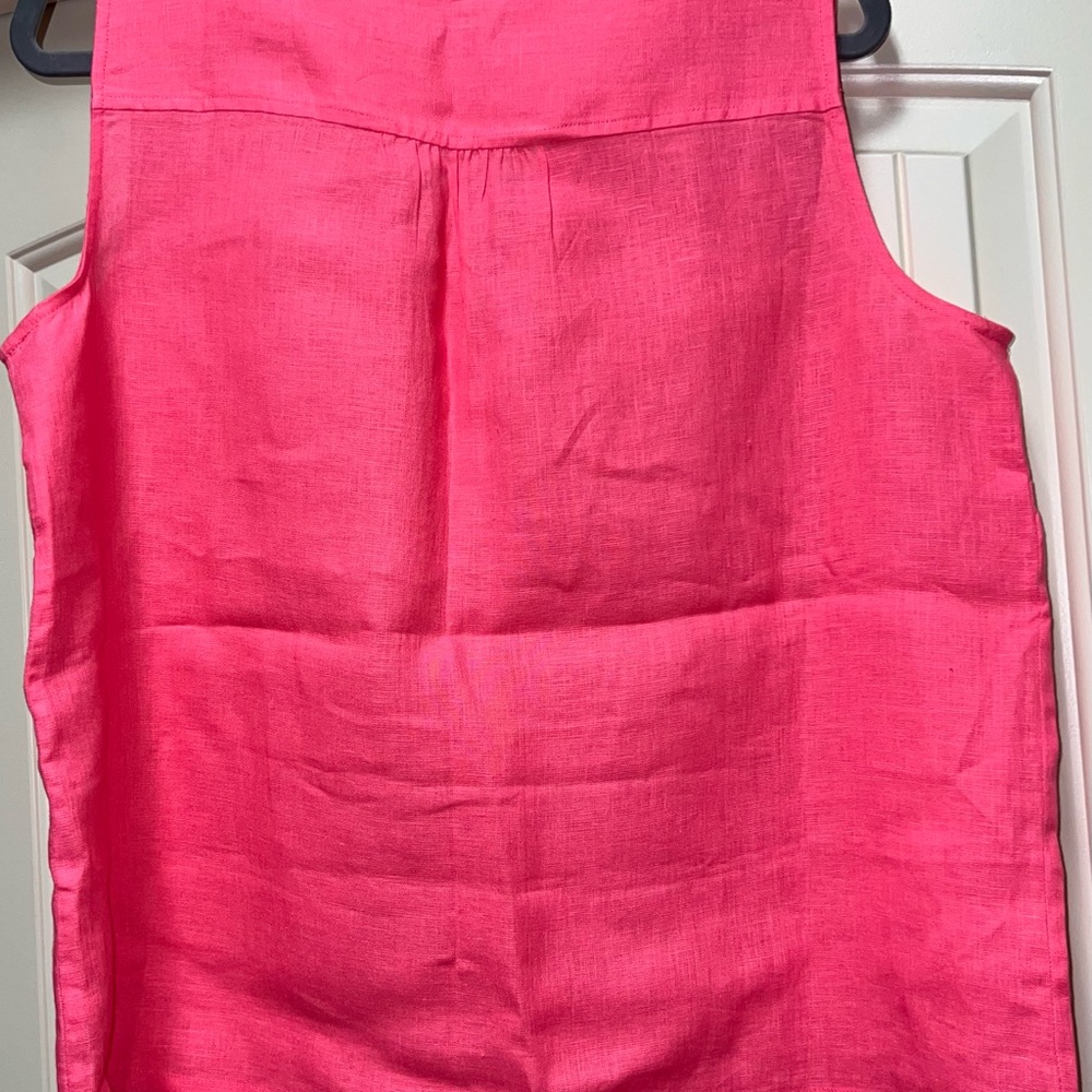 Talbots Linen Hot Pink Sleeveless V-Neck Tank - Picture 2 of 4
